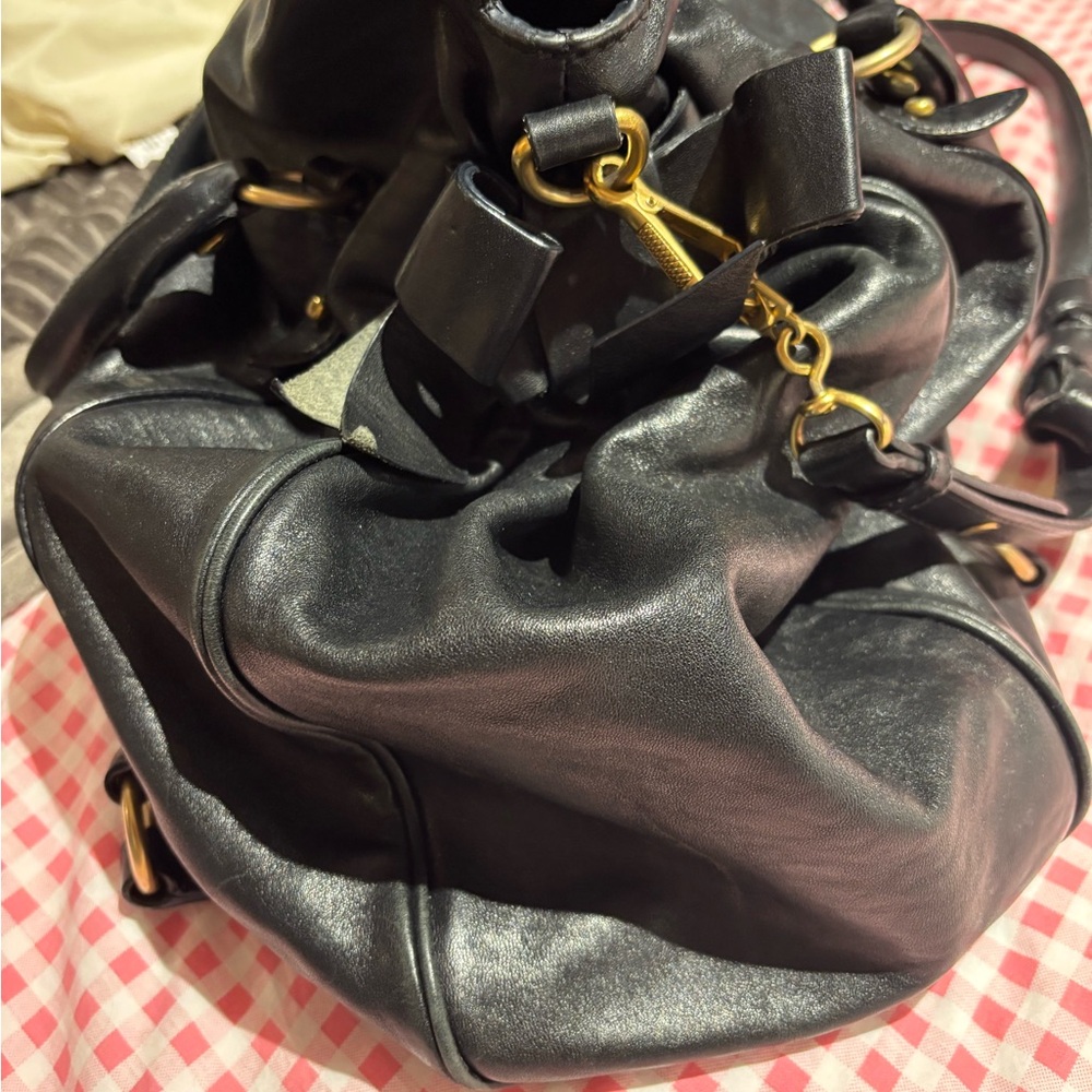 Miu Miu Black Vitello Leather Bow Bag - Picture 7 of 8